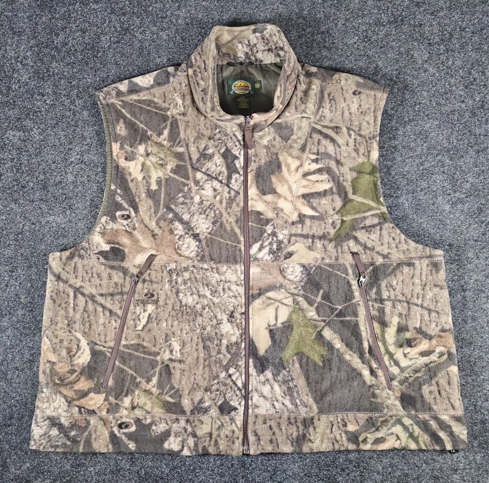 Cabelas Mossy Oak Camo Vest Full Zip Mens 2XL Hunting Outdoor.
